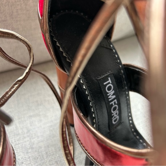 Tom Ford Rare Vintage Leather Suede Patchwork Ankle Strap Sandals Size 37 - Picture 4 of 11